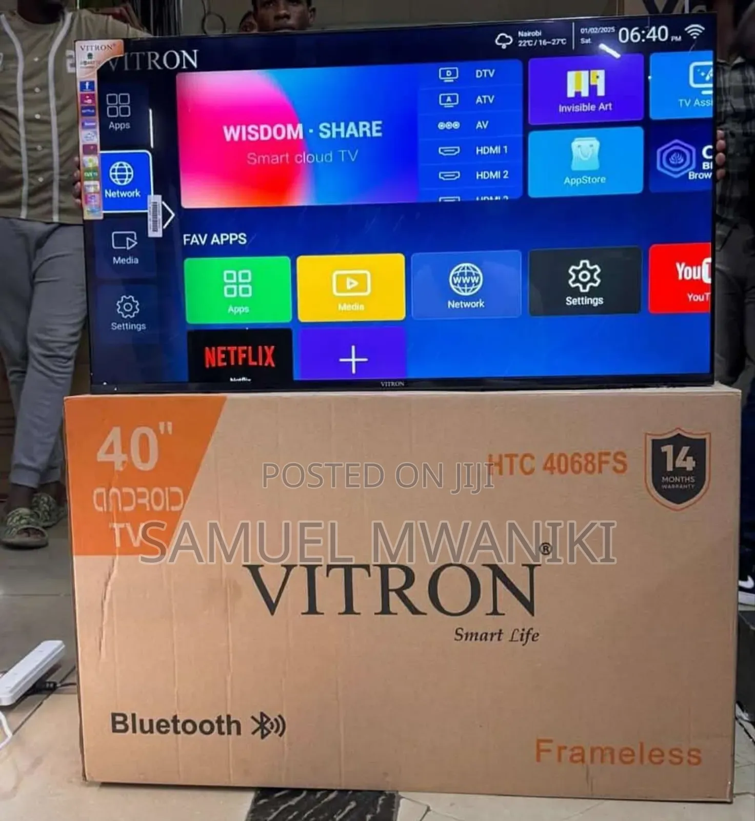Vitron 40′′ Frameless Smart Android
With Bluetooth New Model