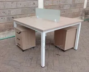 Wooden 2 Way Workstation With Metallic Legs