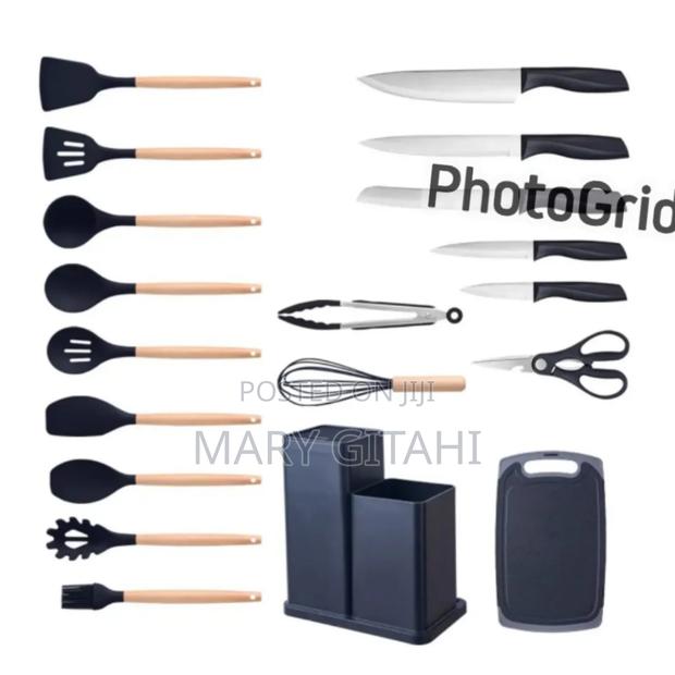 19pcs Cutlery Set With Silicon Spoon Set and Chopping Board at  - thumbnail 2