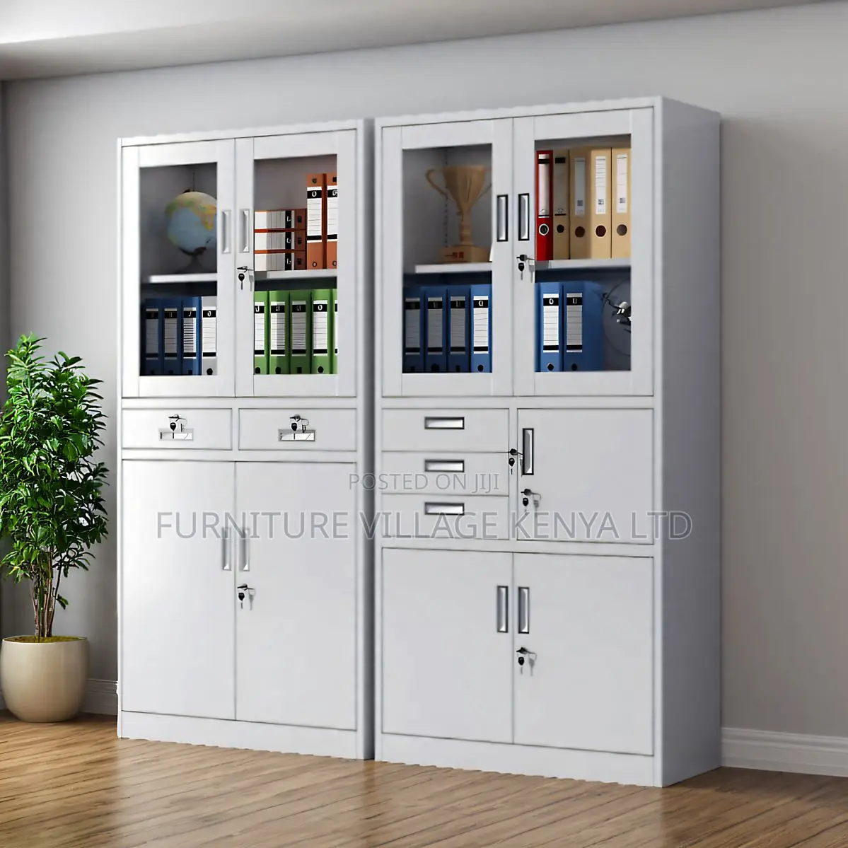 Safe Cabinets; Half-Glass Metallic Office 2-Door Cabinet