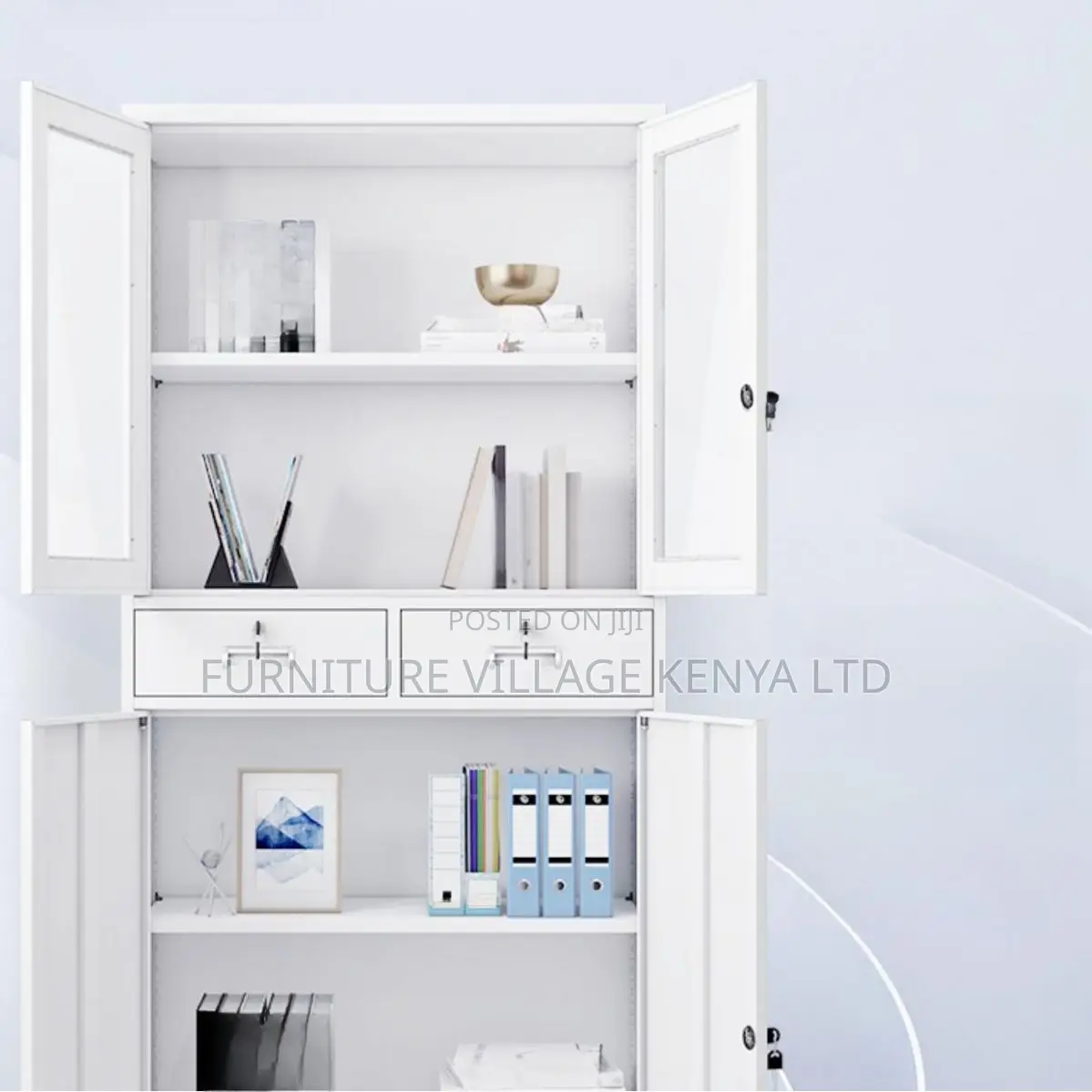 Safe Cabinets; Half-Glass Metallic Office 2-Door Cabinet