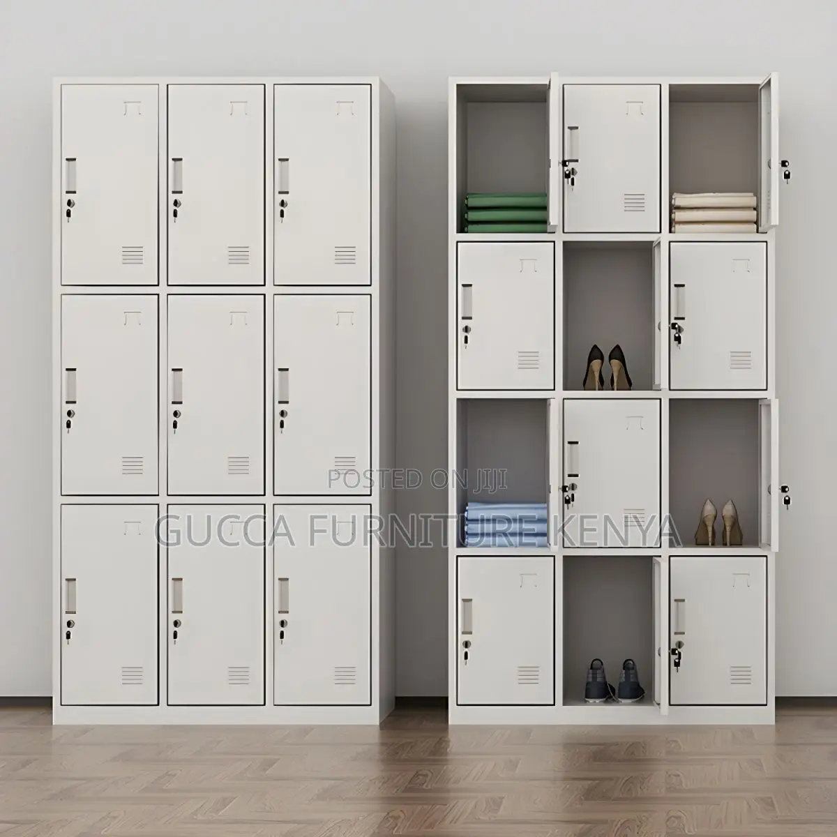 Cabinets:Hinged Door Metal 9-Locker Steel Home Officecabinet