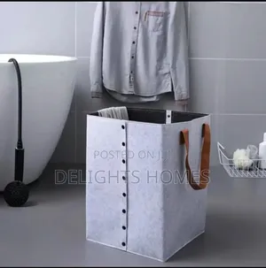 Foldable Laundry Basket With Leather Handles