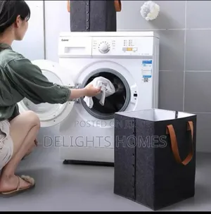 Foldable Laundry Basket With Leather Handles