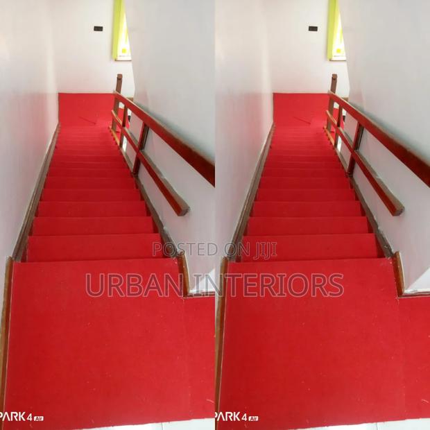 Red Wall to Wall Carpets. First Floor Staircase Carpets