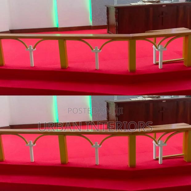 Red Church Carpets. Fenced Altar Installation