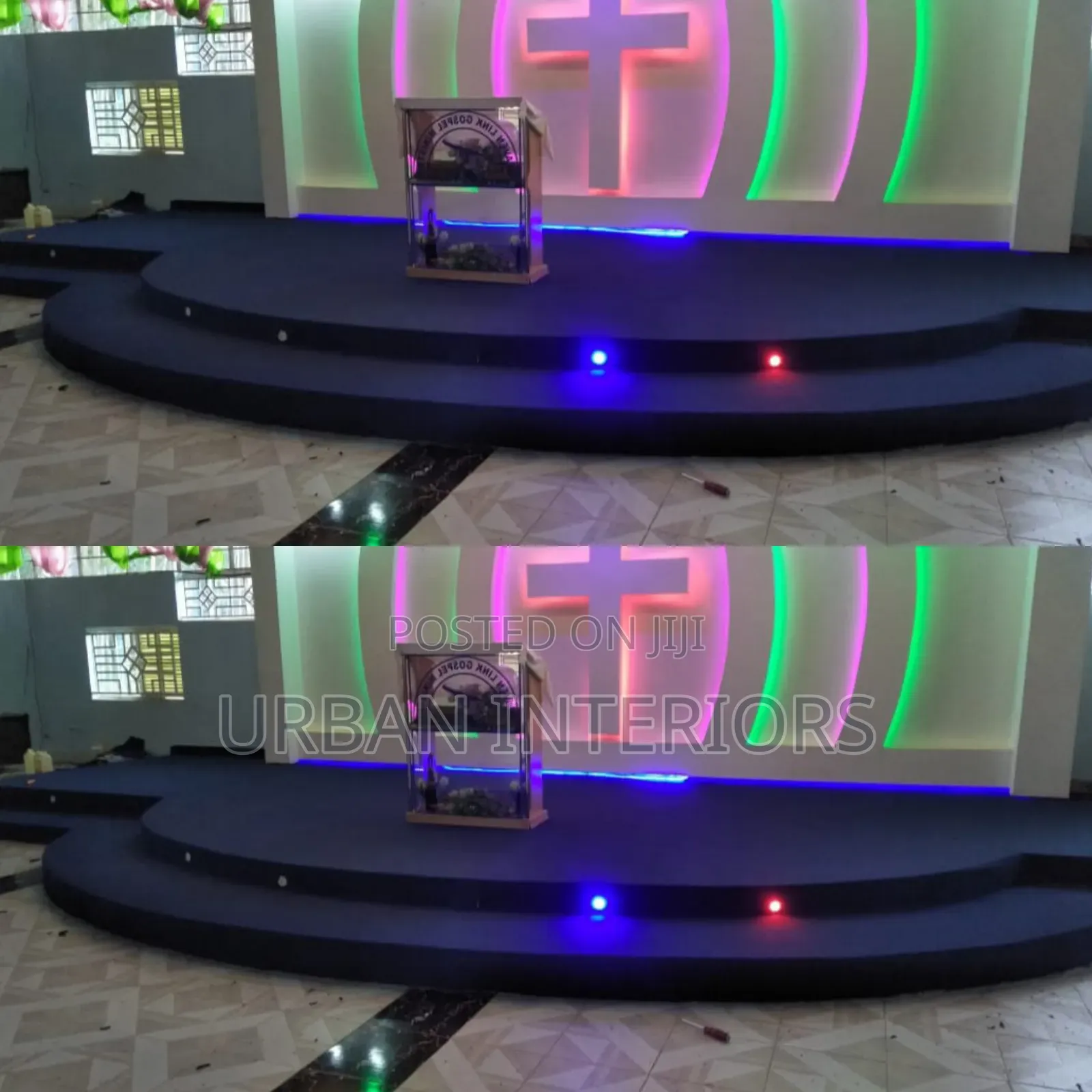 Altar Carpets. Blue Semicircular Altar Carpet