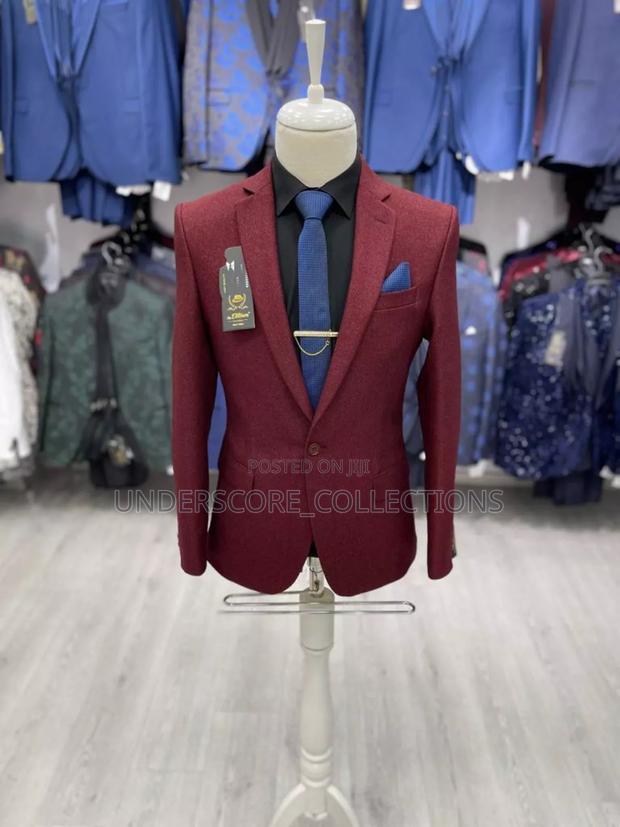 Burgundy Male Blazers - thumbnail 2