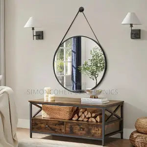 Round Hanging Mirror With Strap