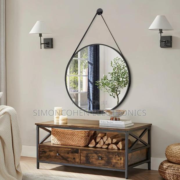 Round Hanging Mirror With Strap - main view