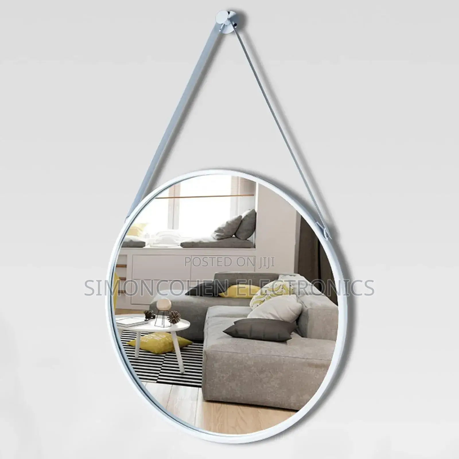 Round Hanging Mirror With Strap