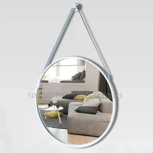 Round Hanging Mirror With Strap