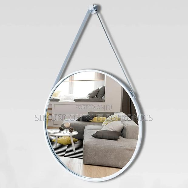 Round Hanging Mirror With Strap - thumbnail 2