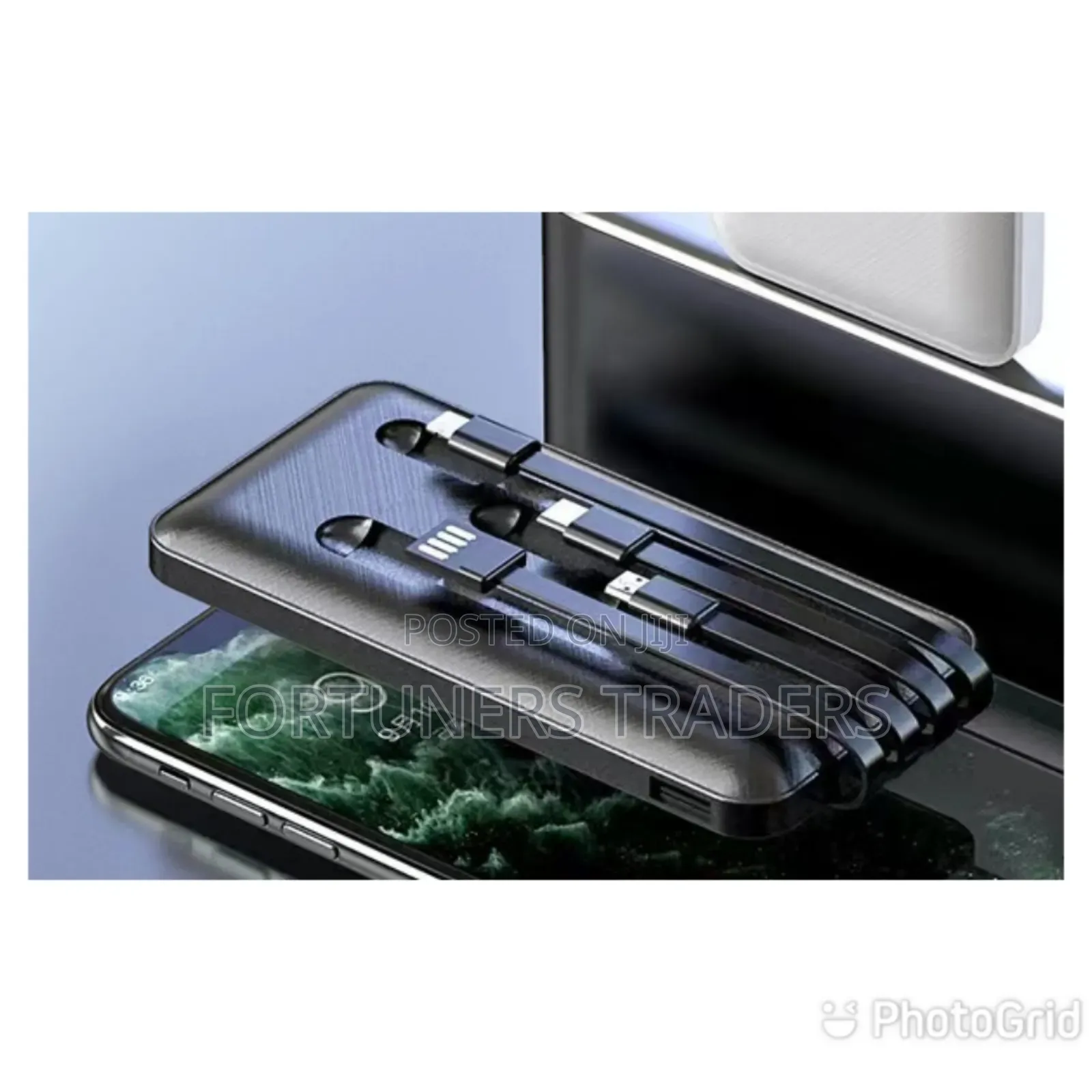 Power Bank With 4 Cables Inbuilt . Black Only 
10000mah