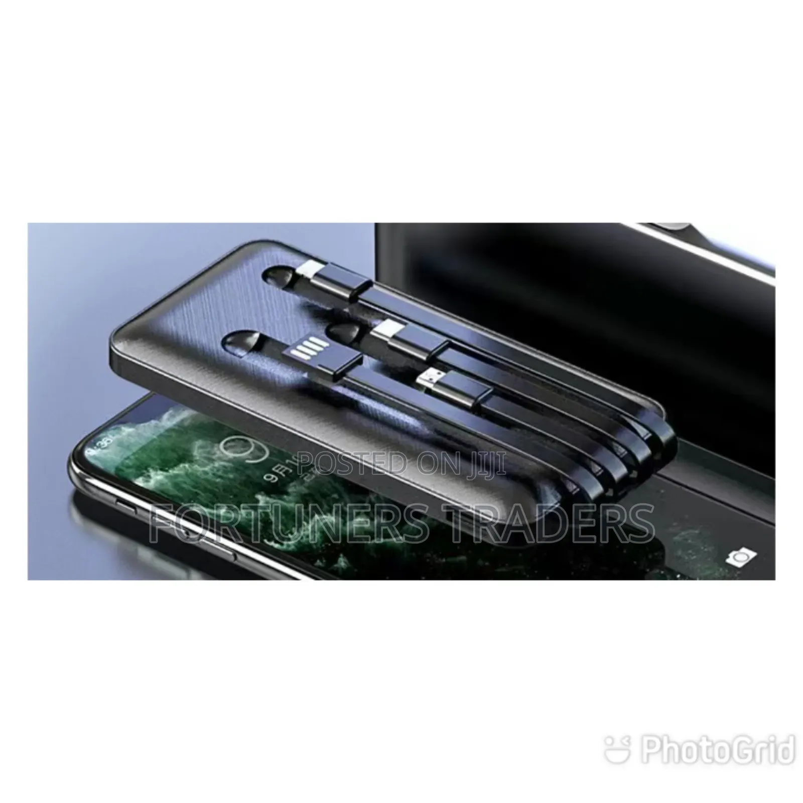 Power Bank With 4 Cables Inbuilt . Black Only 
10000mah