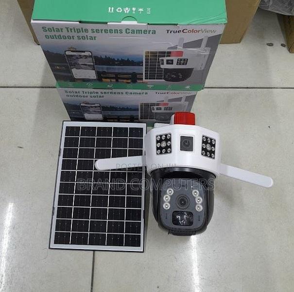 Tripple Lens 4g Simcard Solar Powered PTZ Camera With Siren