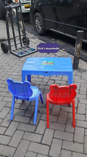 Blue Kids Plastic Table With Children Plastic Chairs - thumbnail 2