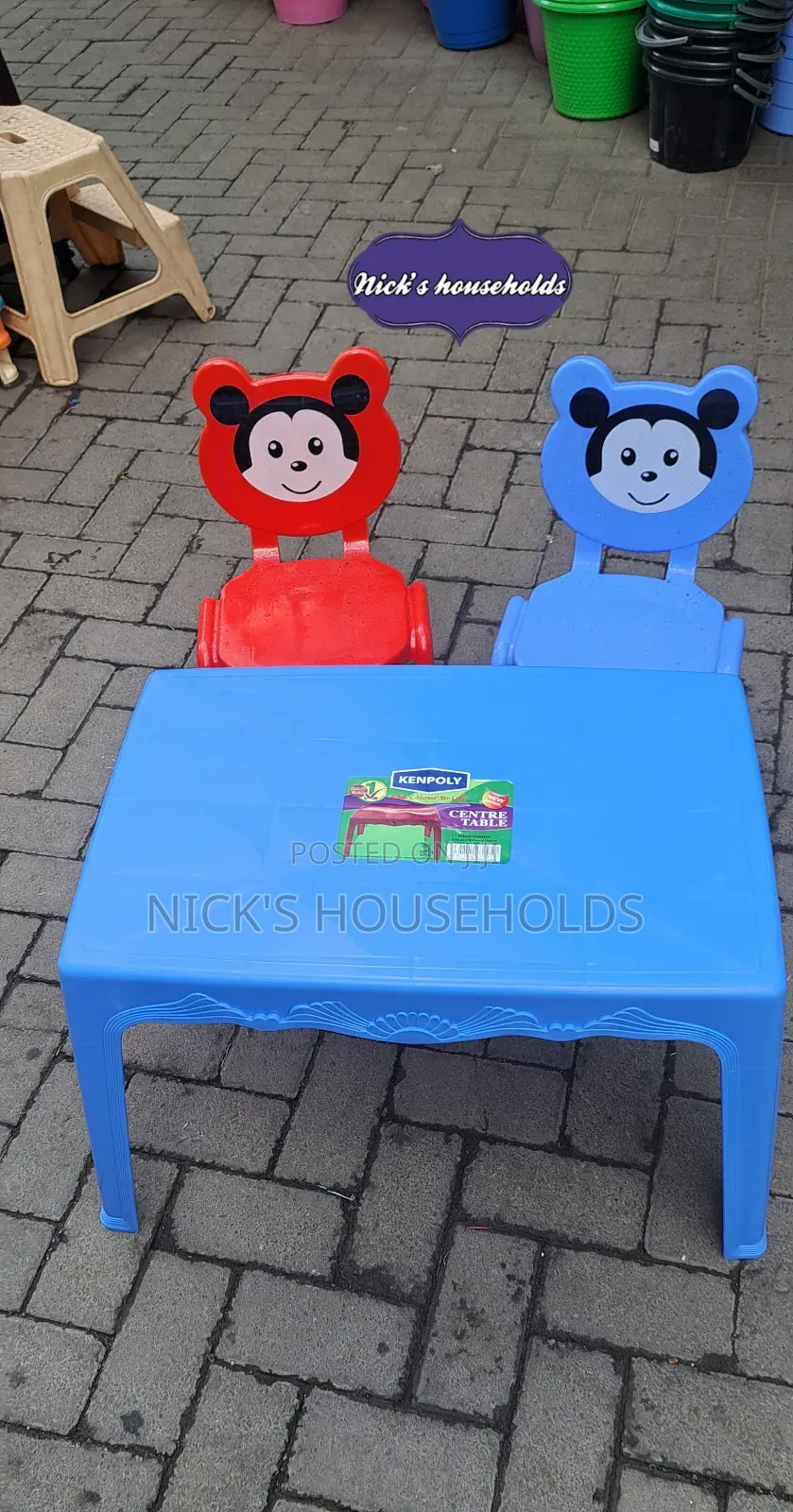 Micky Mouse Kindergarten Plastic Chairs With a Study Table