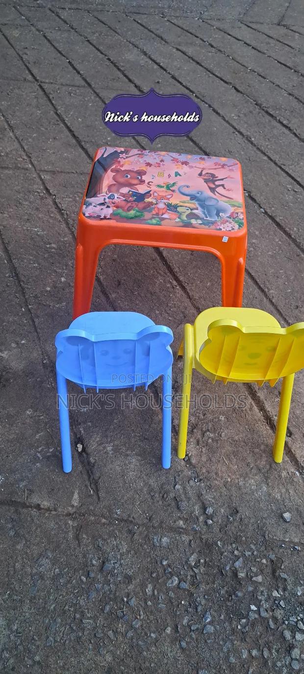 Yellow Blue and Orange Kids Plastic Chair and Plastic Table