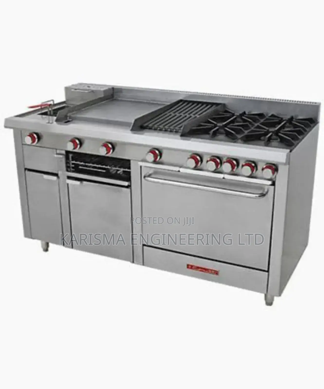 Combined Four Burner, Griddle, Single Deep Fryer