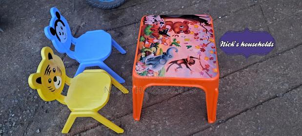 Kindergarten Plastic Chairs With a Plastic Kids Table - main view