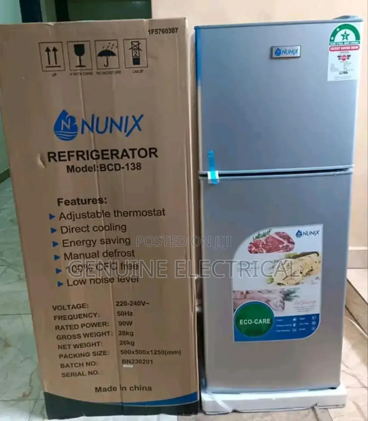 Fridge Nunix 138 Litres Double Door