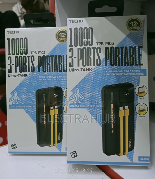 Tecno Ultra-Tank Powerbank 
10000mah Brand New Sealed