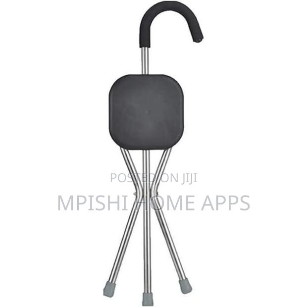 2 in 1 Folding Elderly Walking Stick Cane With Stool - thumbnail 2