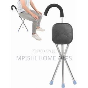 2 in 1 Folding Elderly Walking Stick Cane With Stool - main view