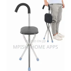 2 in 1 Folding Elderly Walking Stick Cane With Stool
