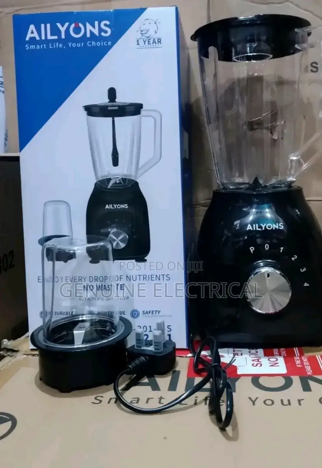 Ailyons 2 in 1 Blender With Grinder and Knob
