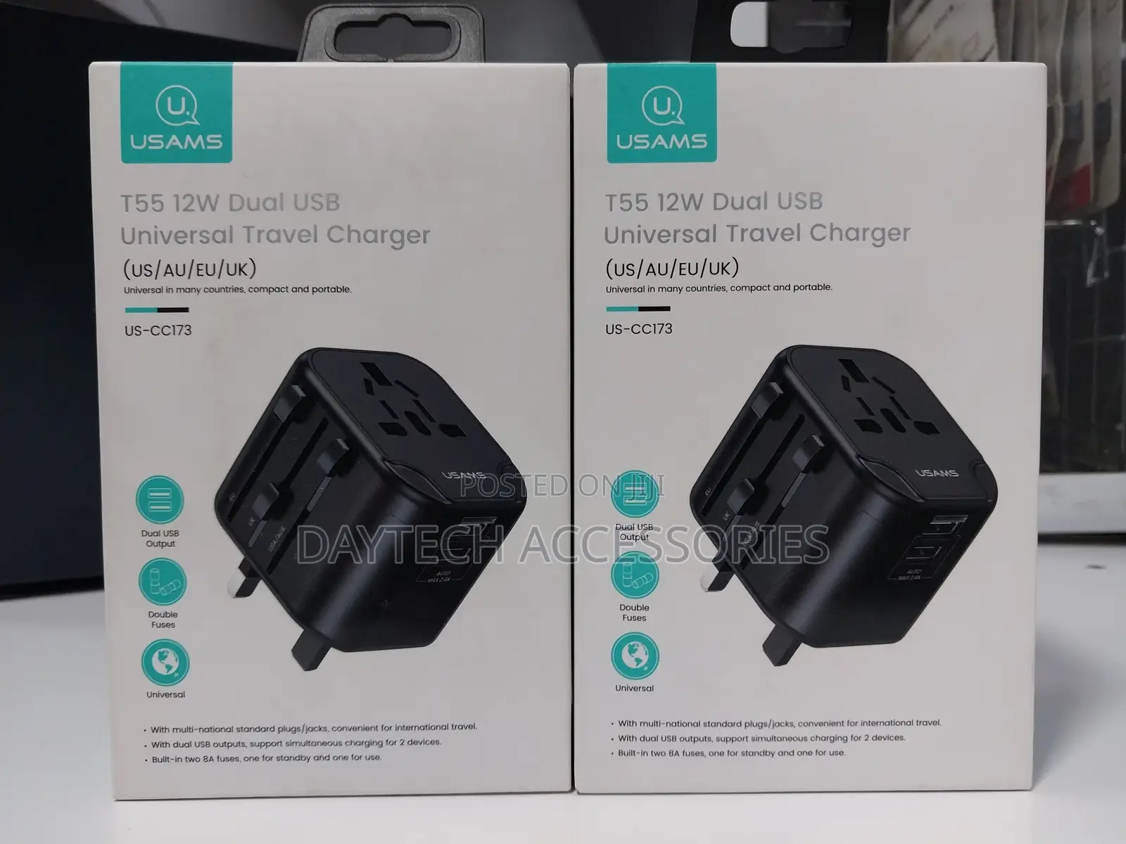 Universal Travel Adapter Usams T55 12w Dual Usb