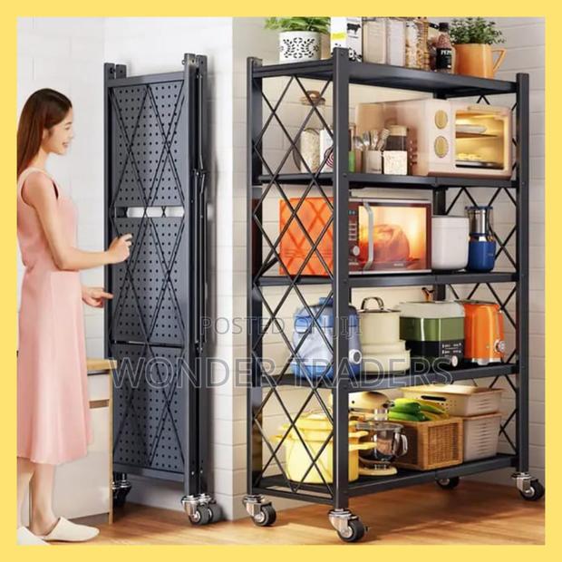 5 Tiers Foldable Kitchen Rack With Wheels - main view