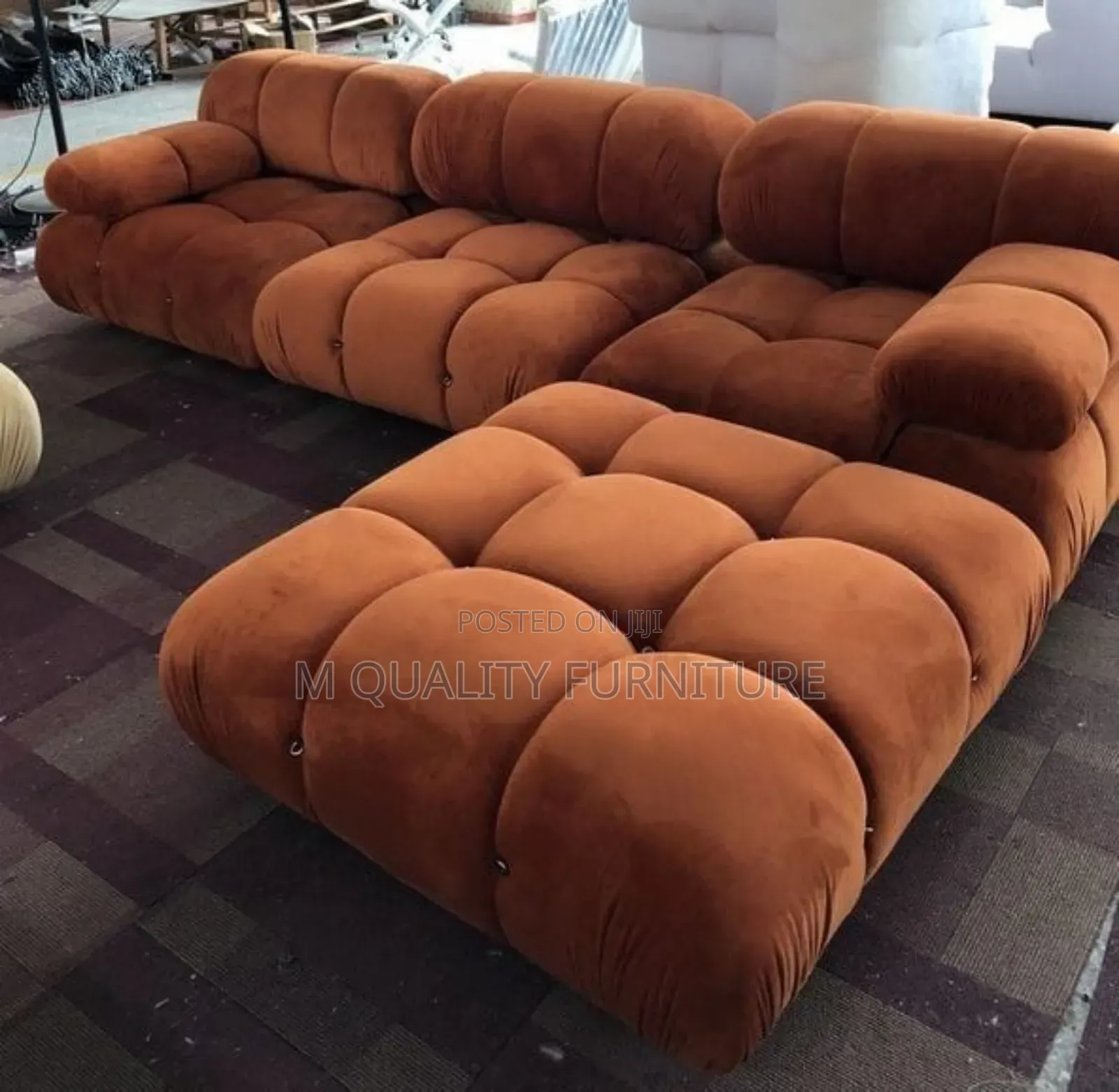 6 Seater Orange Corner Modernized Cozy Couch