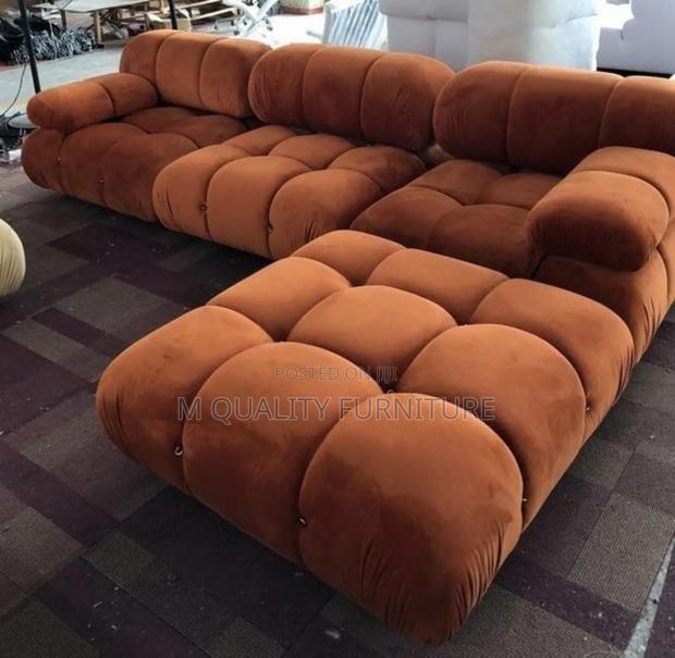 6 Seater Orange Corner Modernized Cozy Couch