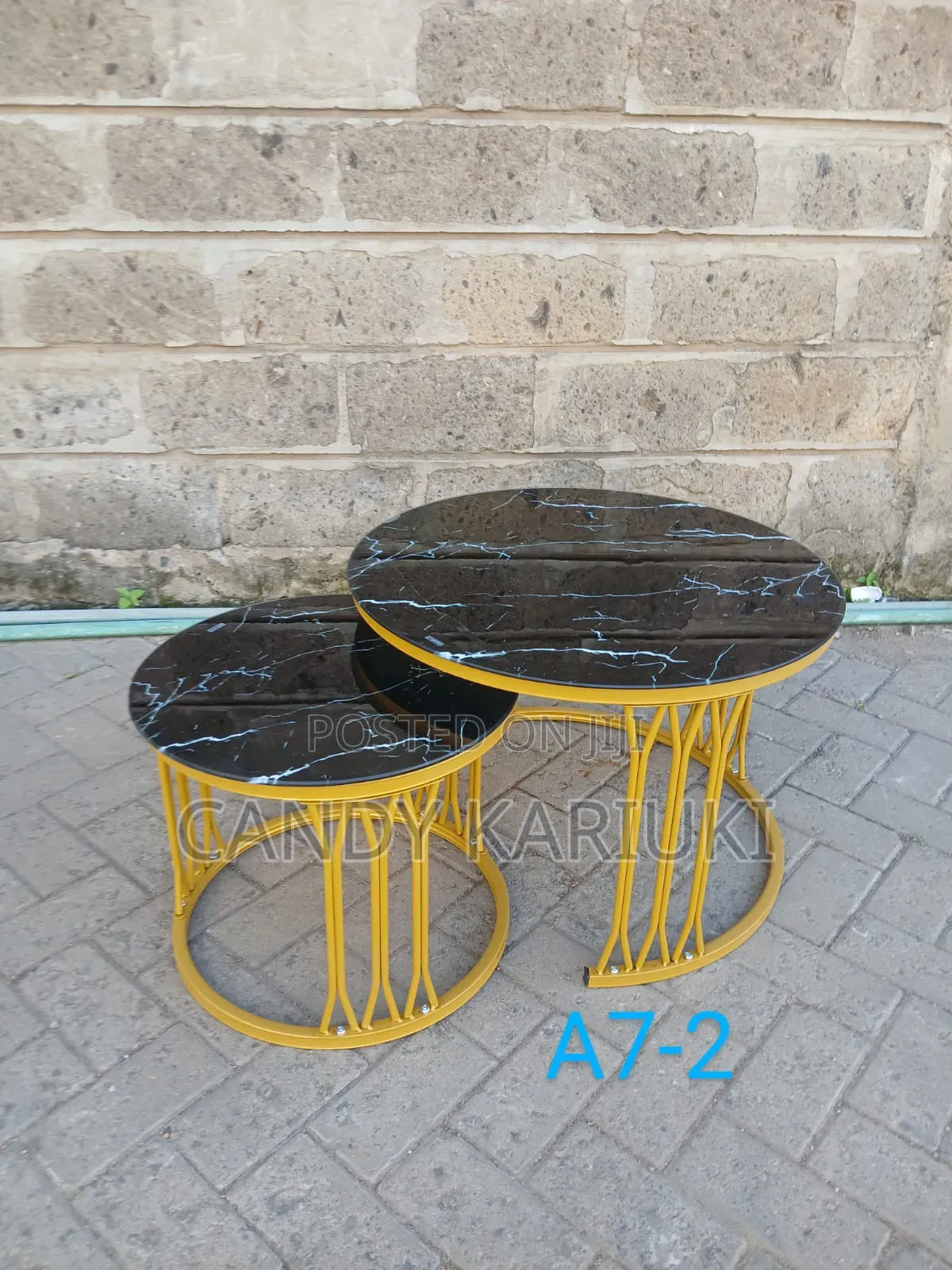 Black Pure Marble Nesting Stools