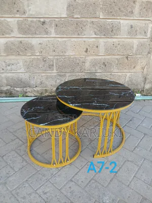 Black Pure Marble Nesting Stools