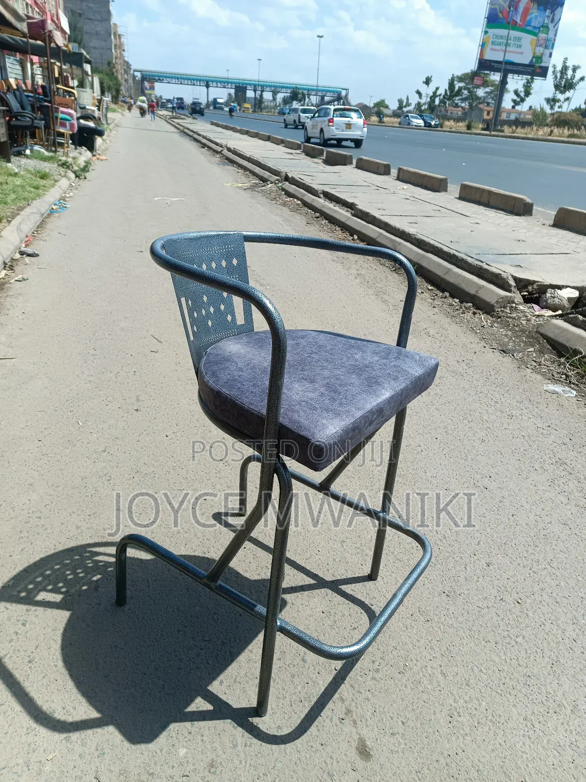 High Bar Laser Powder Coated Chair, Grey 