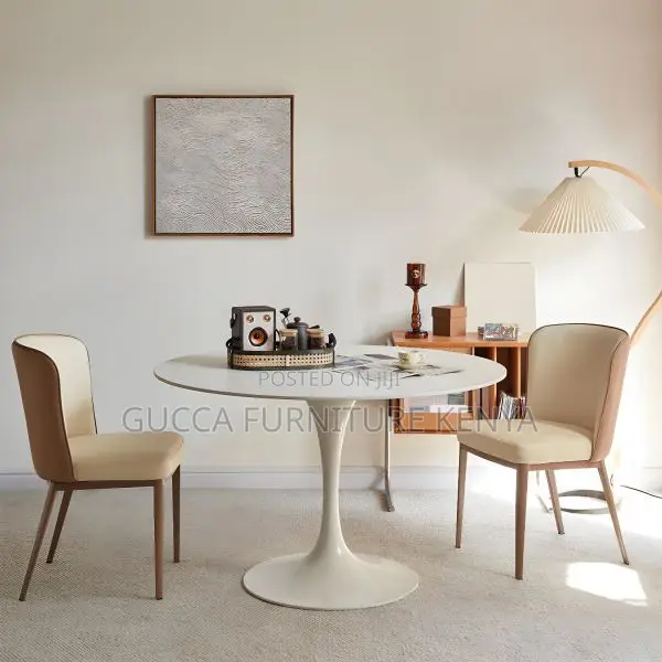 Dining Tables: Modern White Stone Round Dining Table