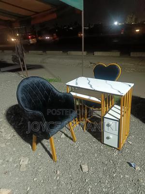 Manicure Set, Black Seats, Marble White Table, Black Gold - thumbnail 2