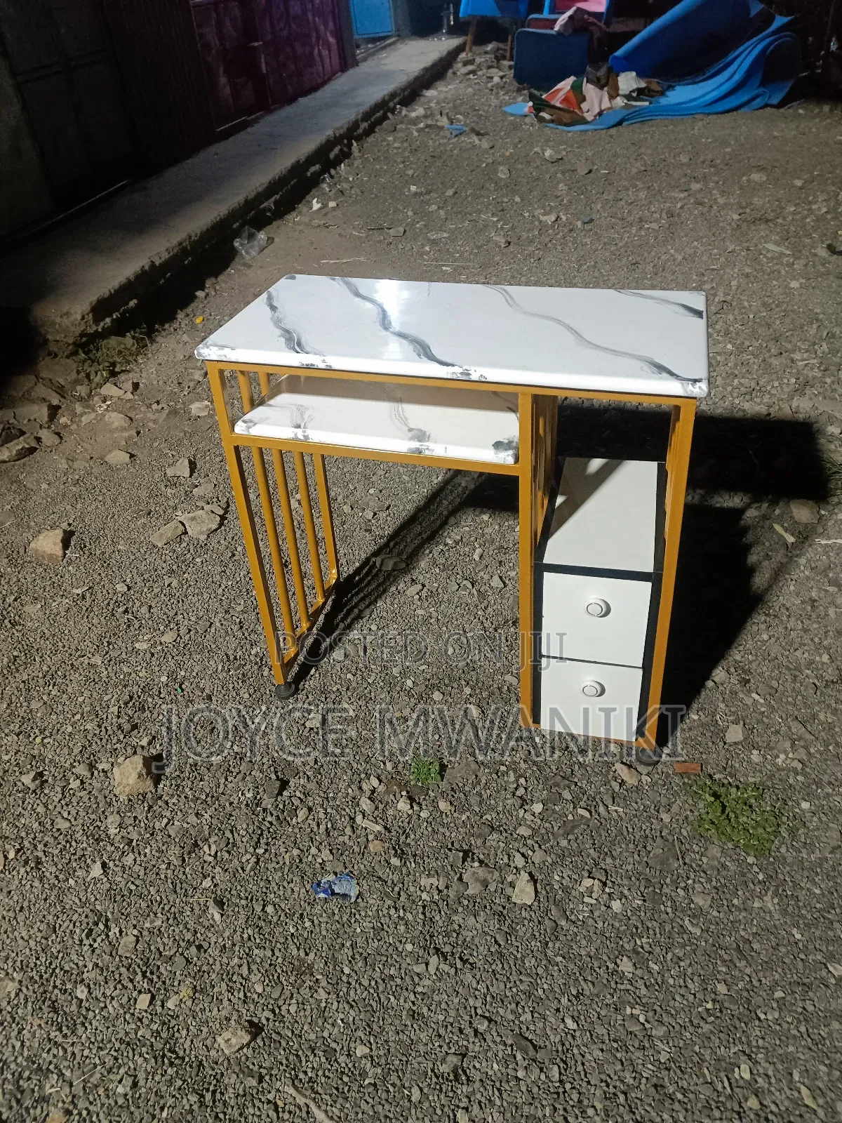 Manicure Tables, Marble Top With Flowers and Drawers 