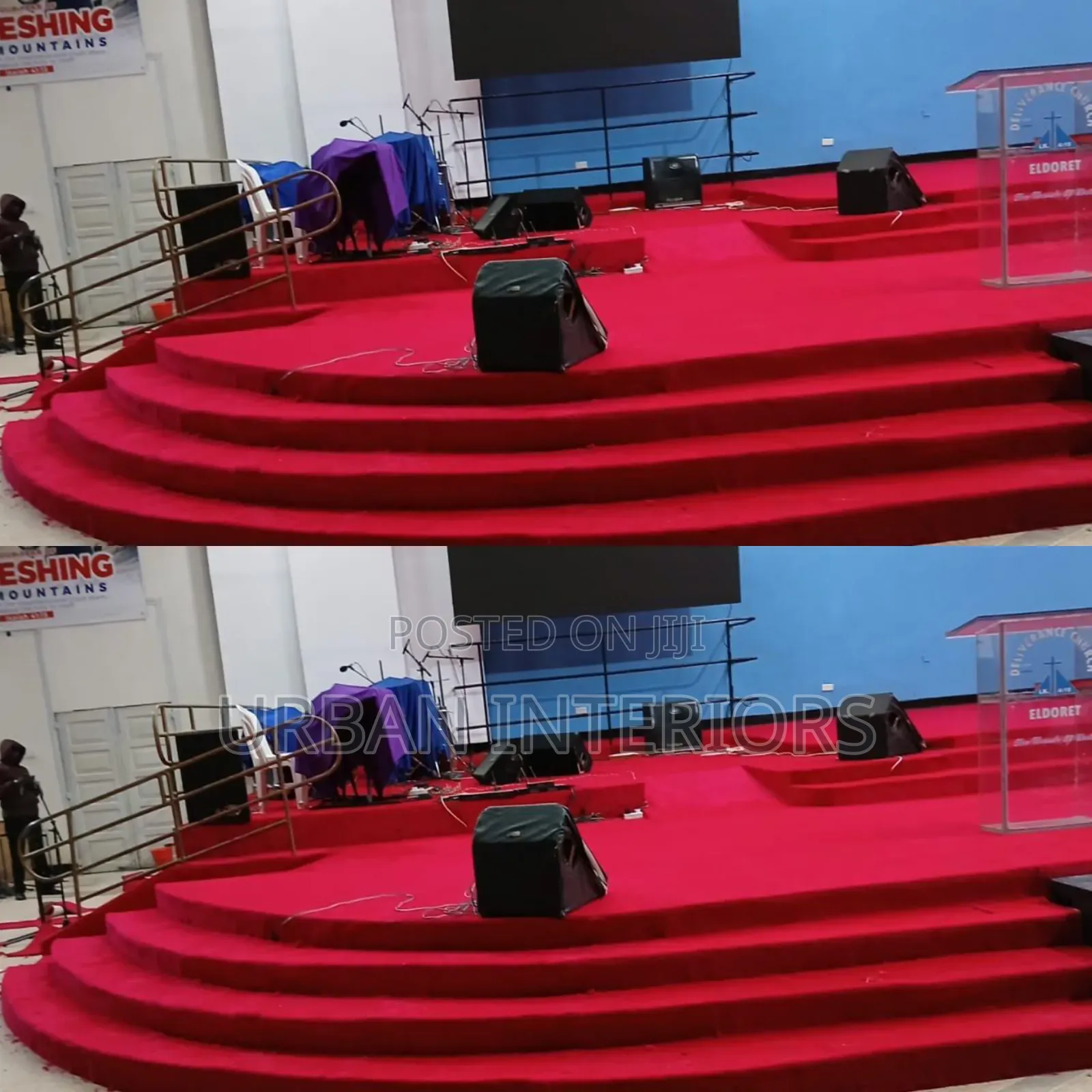 Red Altar Carpets. Curved Altar. Best Installation
