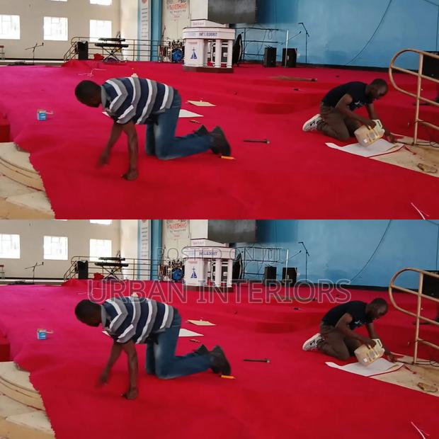 Red Church Carpets. Plain Altar Installation