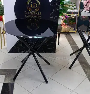 Round Glass Dining Table Black