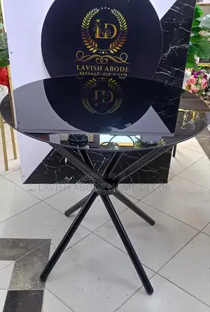 Round Glass Dining Table Black