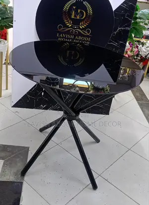 Tempered Glass Round Dining Table - Black
