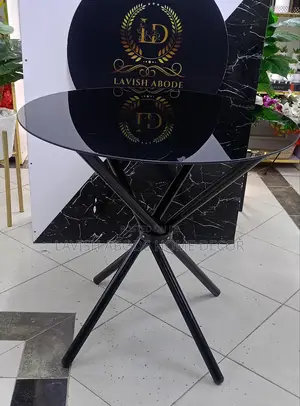 Tempered Glass Round Dining Table - Black