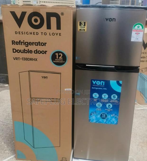 Von 138l Double Door Fridge -18dms Silver - main view