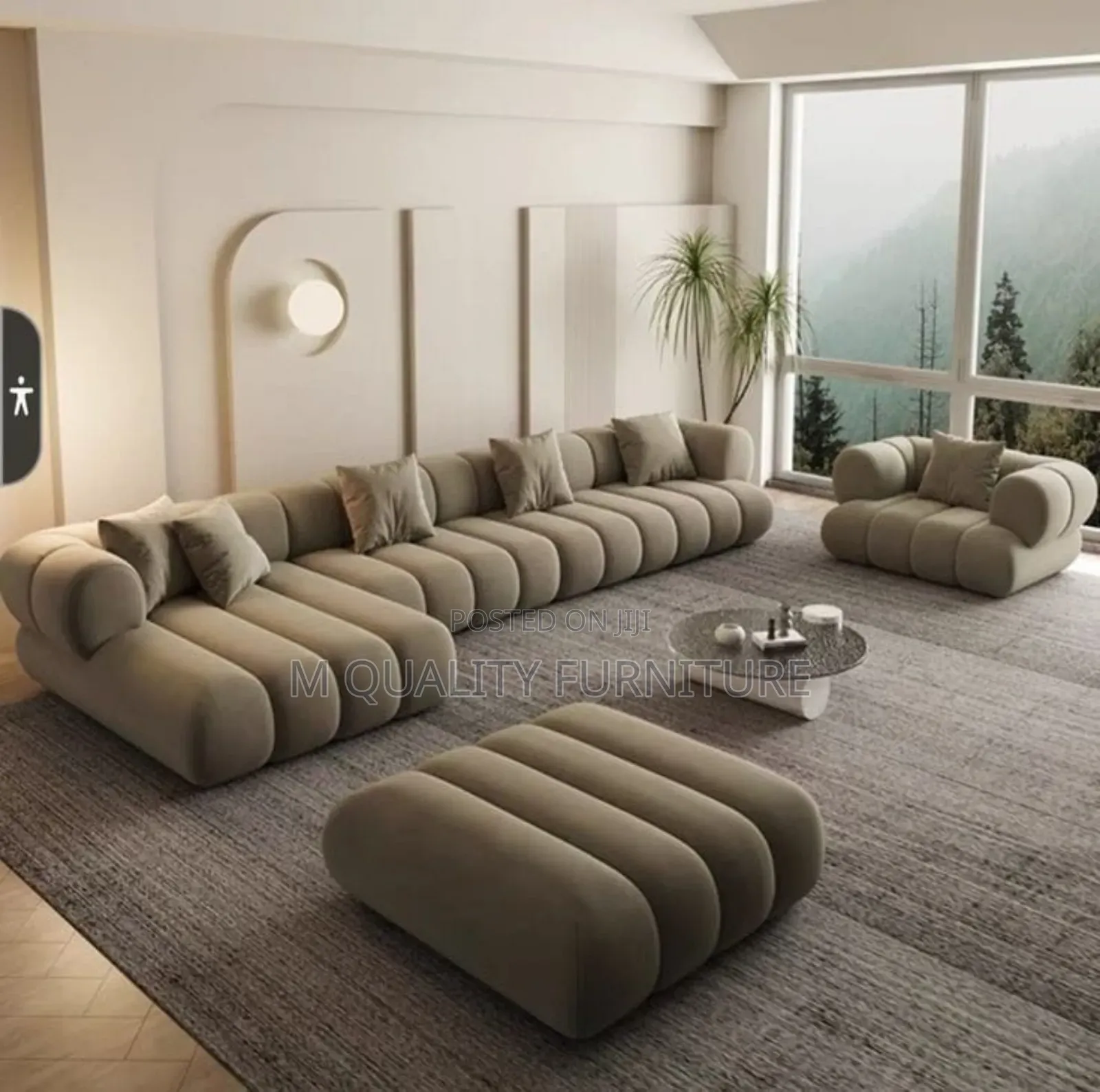 Brown Bubble 6 Seater Corner Modernized Sofas and a 1 Seater