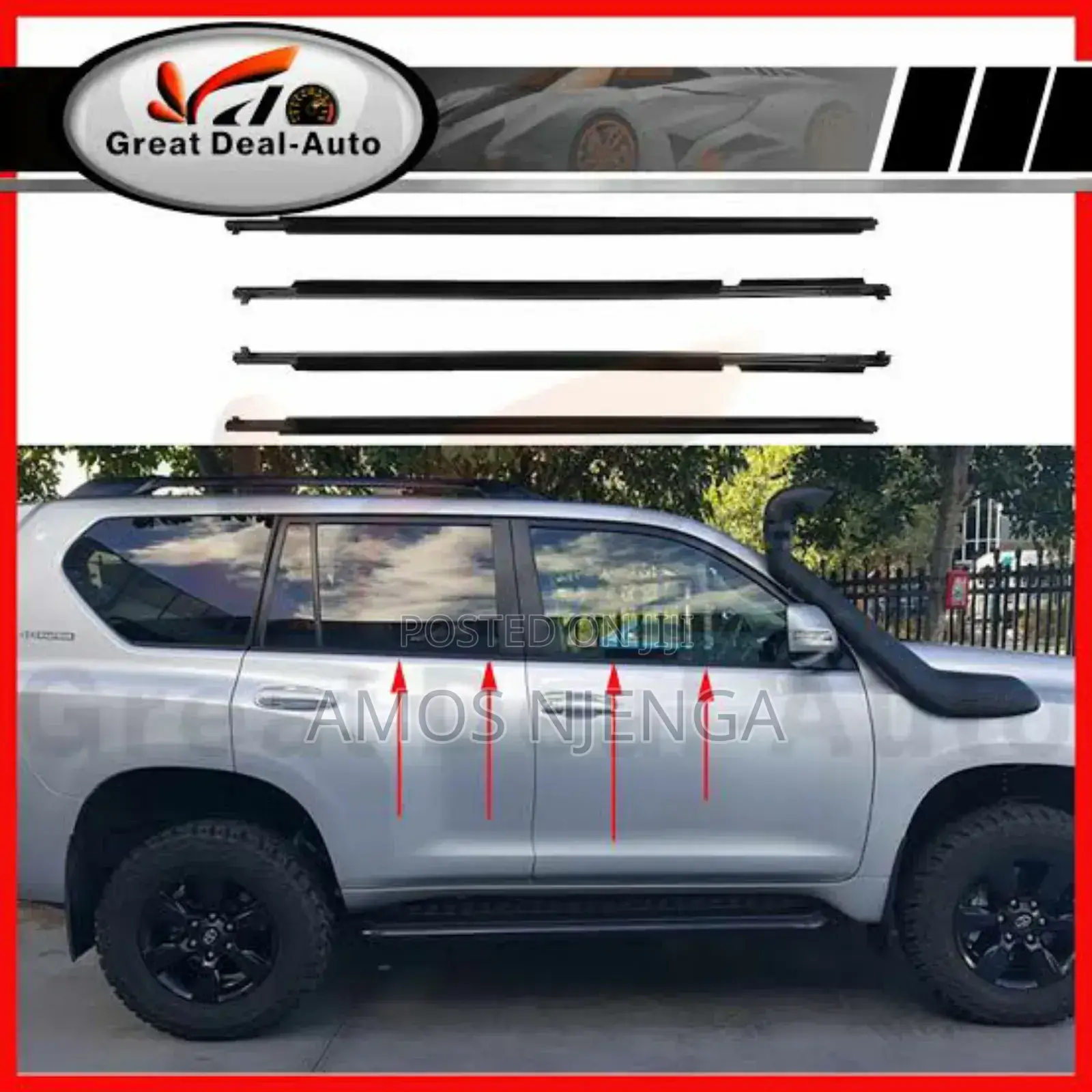 Prado 150 Weather Strips With Chrome